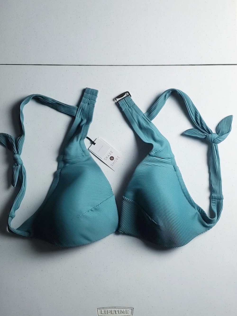 Shade & Shore Light Teal Ribbed Underwire Bikini Top